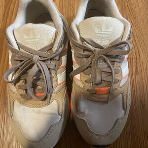 Adidas Beige and White Sneakers